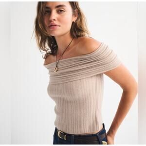 Abercrombie & Fitch Ribbed Folded Over Knit Sweater Top Size S